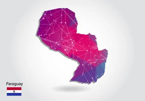 Vector polygonal Paraguay map. Low poly design. map made of triangles on whit イラスト素材