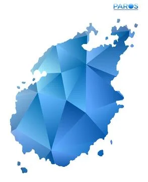Vector polygonal Paros map. Vibrant geometric island in low poly style. Ele.. Stock Illustration
