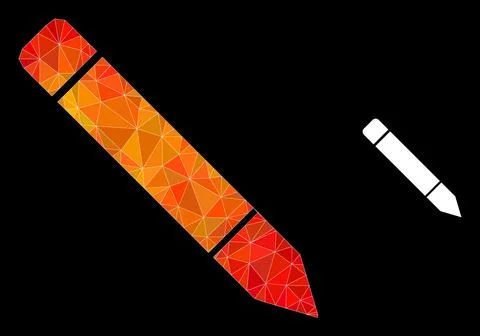 Vector Polygonal Pencil Icon with Fire Gradient Stock Illustration