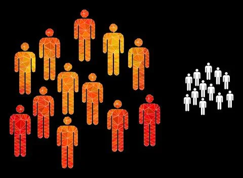 Vector Polygonal People Crowd Icon with Fire Gradient Illustrazione stock