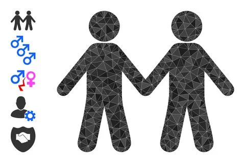 Vector Polygonal People Pair Icon and Other Icons Ilustração Stock