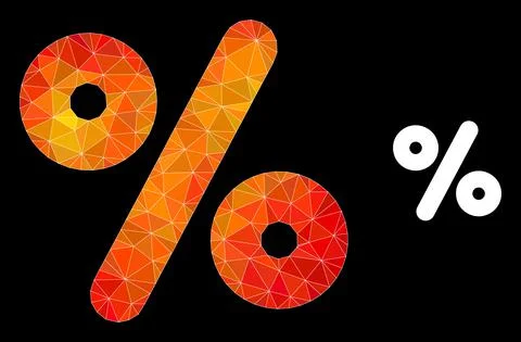 Vector Polygonal Percent Icon with Fire Gradient イラスト素材