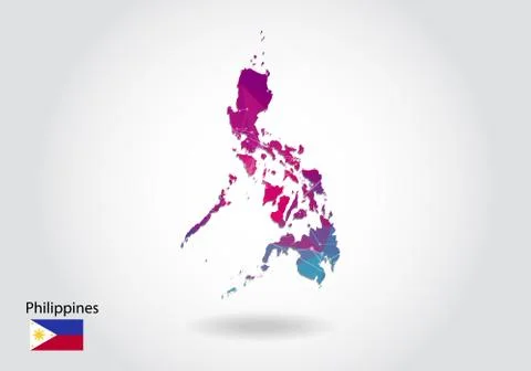 Vector polygonal Philippines map. Low poly design. map made of triangles on w Stock Illustration