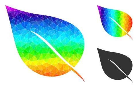 Vector Polygonal Plant Leaf Icon with Rainbow Gradient Stock Illustration