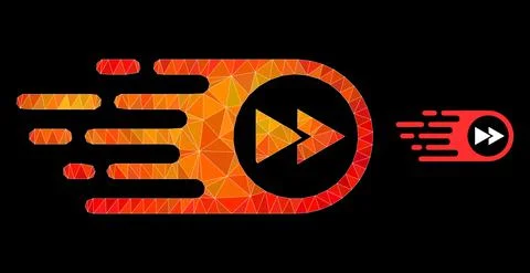 Vector Polygonal Play Forward Icon with Flame Gradient Stock Illustration