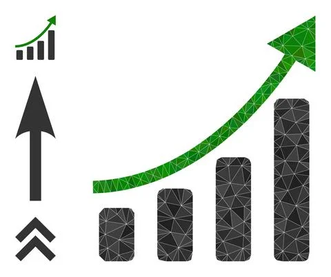 Vector Polygonal Positive Trend Icon and Bonus Icons Ilustración de archivo