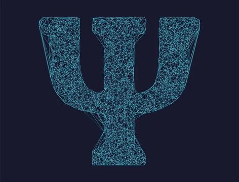 Vector polygonal Psi symbol isolated on dark background Stock Illustration