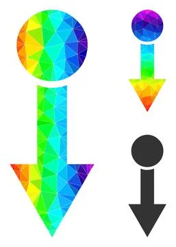 Vector Polygonal Pull Down Icon with Spectral Colored Gradient イラスト素材