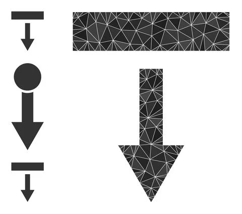 Vector Polygonal Pull Down Icon with Bonus Icons Stockillustratie