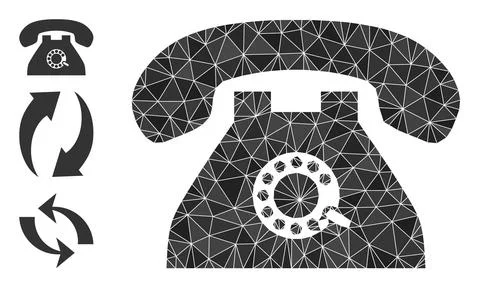 Vector Polygonal Pulse Phone Icon with Bonus Icons 스톡 일러스트