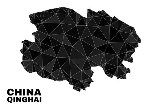 Vector Polygonal Qinghai Province Map 스톡 일러스트