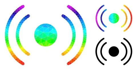 Vector Polygonal Radio Internet Icon with Spectral Colored Gradient 库存插图