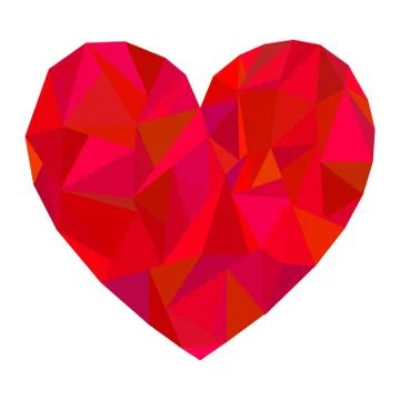 Vector polygonal red heart on white background. Stock Illustration