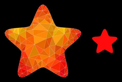 Vector Polygonal Red Star Icon with Orange Colored Gradient Stock Illustration