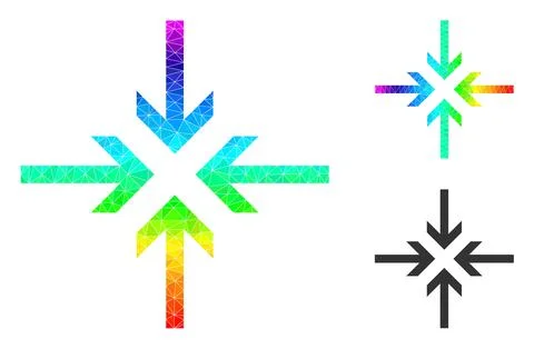 Vector Polygonal Reduce Arrows Icon with Spectrum Gradient Stock Illustration