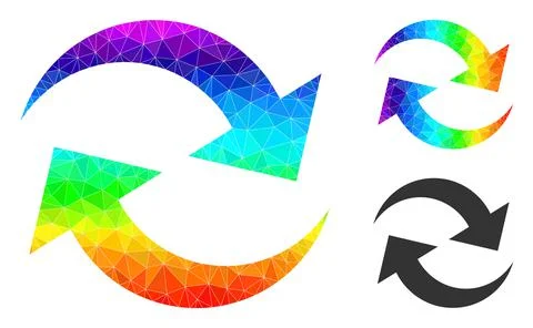 Vector Polygonal Refresh Arrows Icon with Rainbow Gradient Stock Illustration