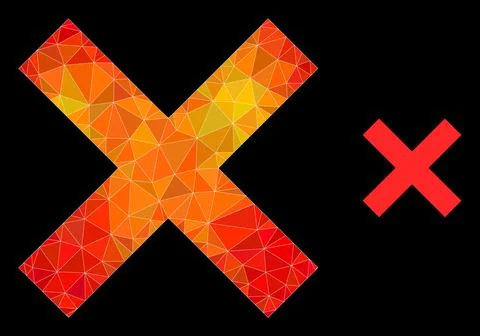 Vector Polygonal Reject Cross Icon with Flame Gradient Stock Illustration