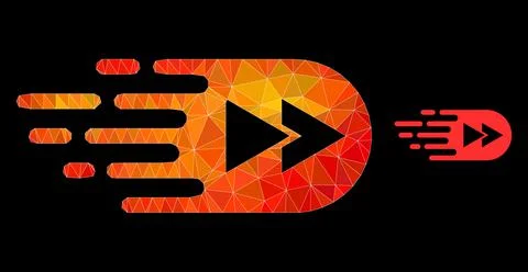 Vector Polygonal Rewind Forward Icon with Flame Gradient Stock Illustration