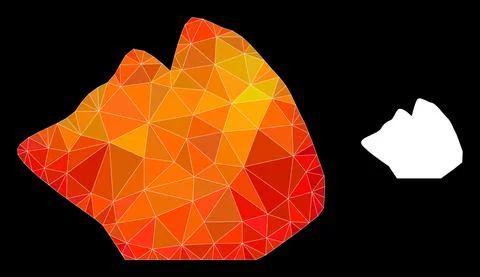 Vector Polygonal Rock Stone Icon with Flame Gradient Stock Illustration