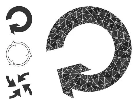 Vector Polygonal Rotate Icon and Other Icons Stock Illustration