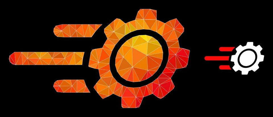 Vector Polygonal Rush Gear Icon with Fire Gradient Stockillustratie