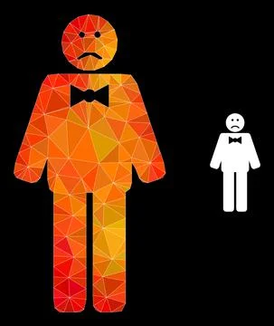 Vector Polygonal Sad Man Icon with Flame Gradient Stock Illustration