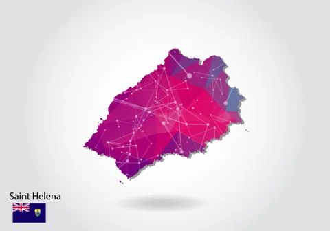 Vector polygonal Saint Helena map. Low poly design. map made of triangles on  Stock Illustration