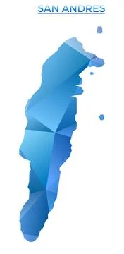 Vector polygonal San Andres map. Vibrant geometric island in low poly style.. Stock Illustration