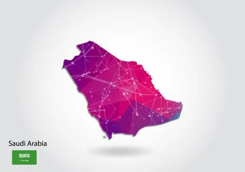 Vector polygonal Saudi Arabia map. Low poly design. map made of triangles on  Stock Illustration