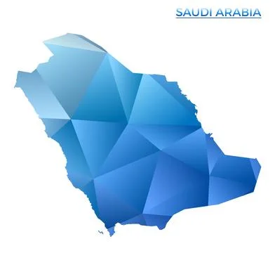 Vector polygonal Saudi Arabia map. Vibrant geometric country in low poly st.. Stock Illustration
