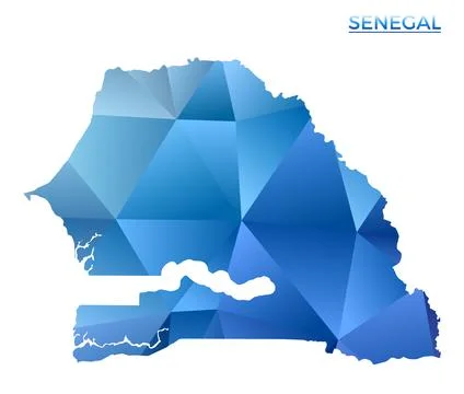 Vector polygonal Senegal map. Vibrant geometric country in low poly style. .. イラスト素材