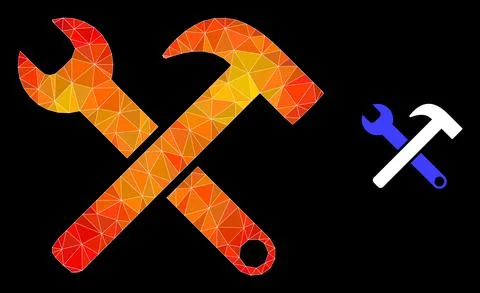 Vector Polygonal Service Tools Icon with Flame Gradient Stockillustratie