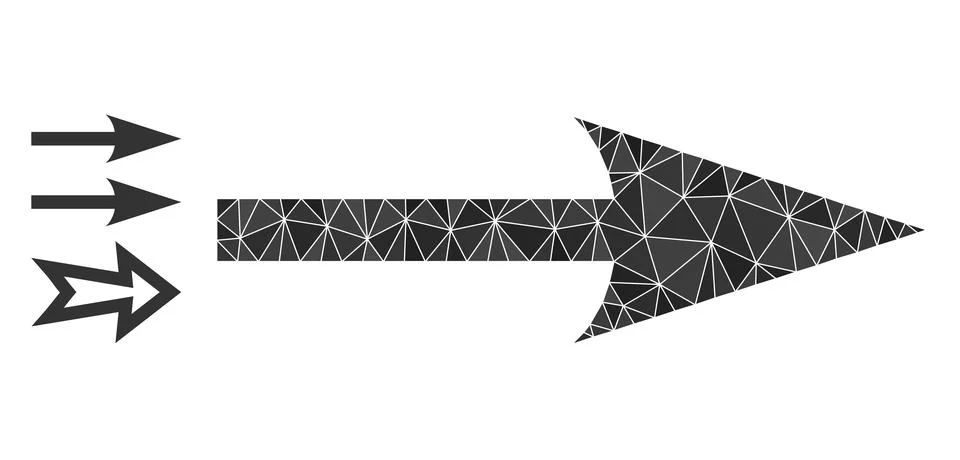 Vector Polygonal Sharp Arrow Right Icon with Bonus Icons 스톡 일러스트