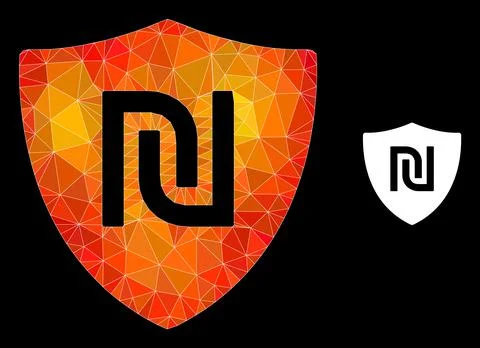 Vector Polygonal Shekel Guard Icon with Orange Colored Gradient Illustrazione stock