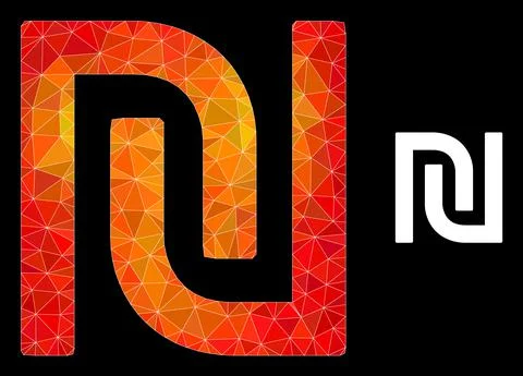 Vector Polygonal Shekel Icon with Flame Gradient Stock Illustration