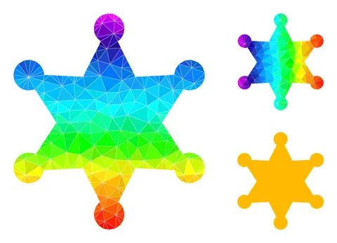 Vector Polygonal Sheriff Star Icon with Spectrum Gradient Stock Illustration