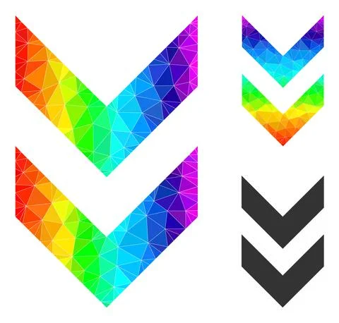 Vector Polygonal Shift Down Icon with Rainbow Gradient Stock Illustration