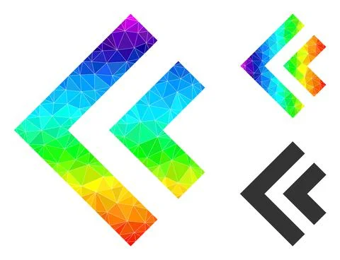 Vector Polygonal Shift Left Icon with Spectral Colored Gradient Stock Illustration