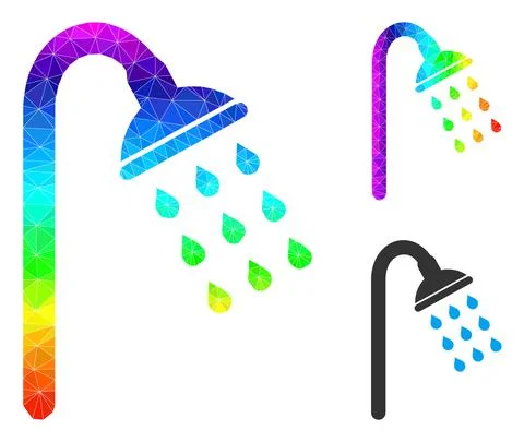 Vector Polygonal Shower Icon with Rainbow Gradient Stock Illustration