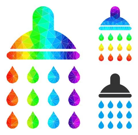 Vector Polygonal Shower Icon with Spectrum Gradient Illustrazione stock