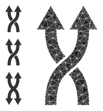 Vector Polygonal Shuffle Arrows Up Icon and Other Icons Stock Illustration