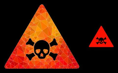 Vector Polygonal Skull Toxic Warning Icon with Flame Gradient 스톡 일러스트