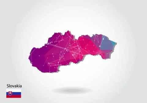 Vector polygonal Slovakia map. Low poly design. map made of triangles on whit Stock Illustration