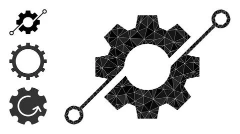 Vector Polygonal Smart Gear Icon and Bonus Icons Illustrazione stock