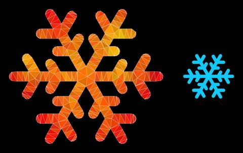 Vector Polygonal Snowflake Icon with Flame Gradient イラスト素材