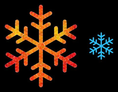 Vector Polygonal Snowflake Icon with Orange Colored Gradient Illustrazione stock