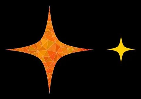 Vector Polygonal Space Star Icon with Orange Colored Gradient 스톡 일러스트