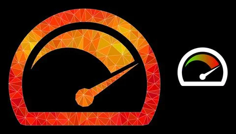 Vector Polygonal Speed Gauge Icon with Flame Gradient Illustrazione stock