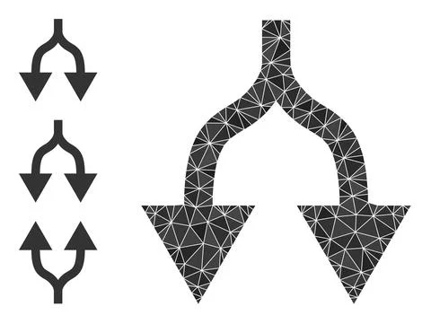 Vector Polygonal Split Arrows Down Icon and Similar Icons Stock Illustration