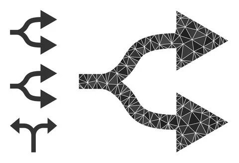 Vector Polygonal Split Arrows Right Icon and Other Icons Illustrazione stock